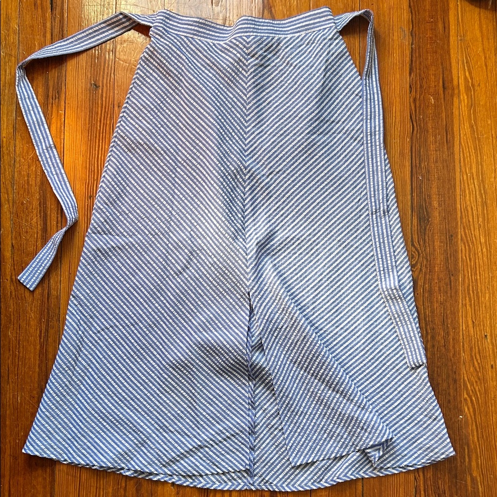 NWOT Westport Blue and White Striped Midi Skirt